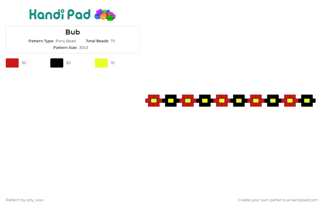 Bub - Pony Bead Pattern by zoly_xxxx on Kandi Pad - chain,bracelet,cuff