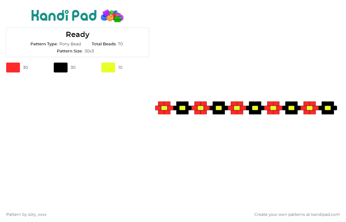 Ready - Pony Bead Pattern by zoly_xxxx on Kandi Pad - chain,bracelet,cuff