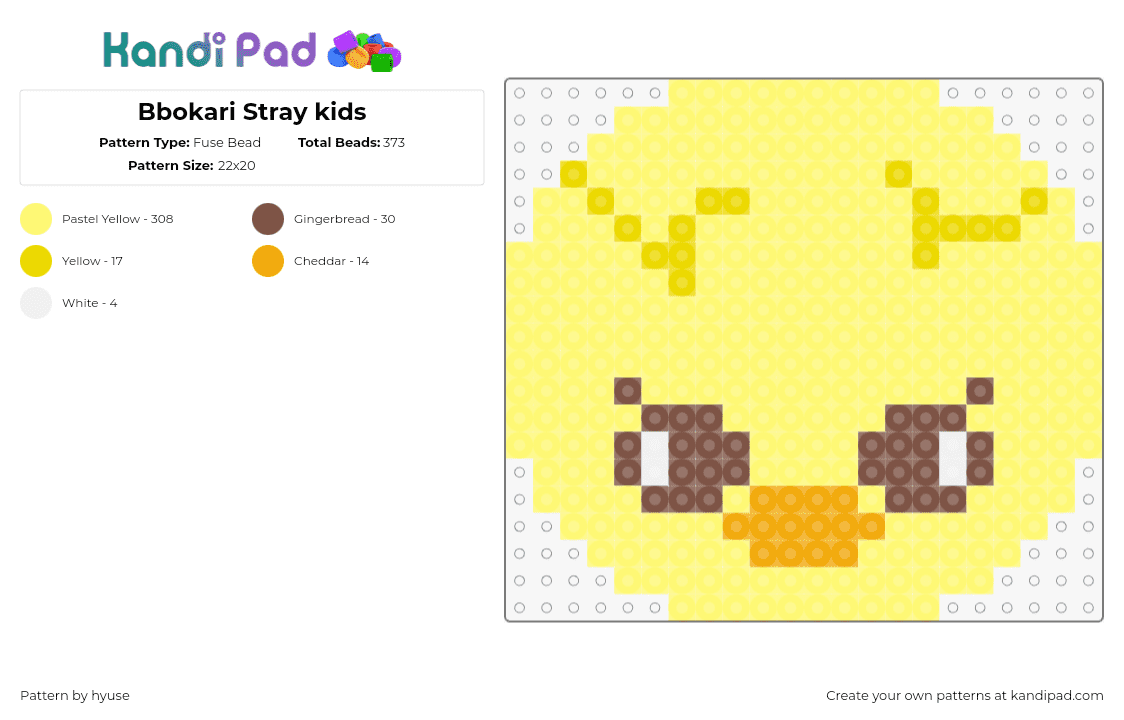 Bbokari Stray kids - Fuse Bead Pattern by hyuse on Kandi Pad - bbokari,stray kids,skzoo,music,chick,yellow