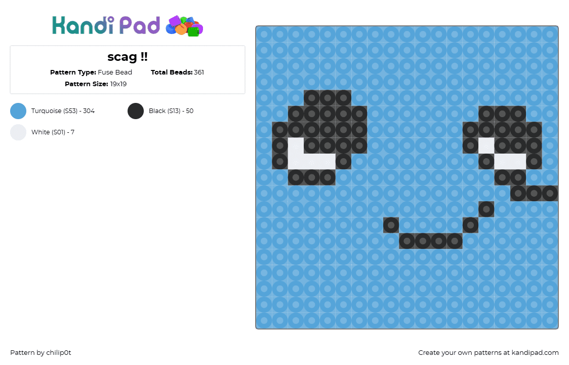 scag !! - Fuse Bead Pattern by chilip0t on Kandi Pad - scag,regretevator,face,roblox,simple,light blue,black