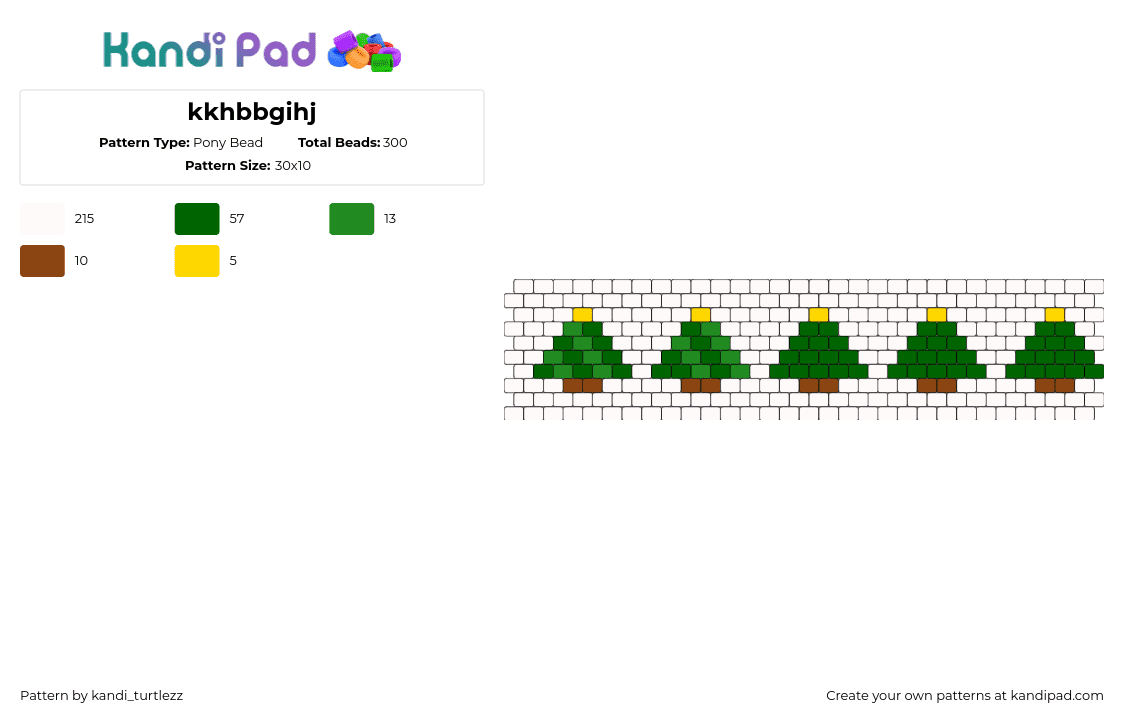 kkhbbgihj - Pony Bead Pattern by kandi_turtlezz on Kandi Pad - trees,repeating,christmas,pine,cuff,green,white