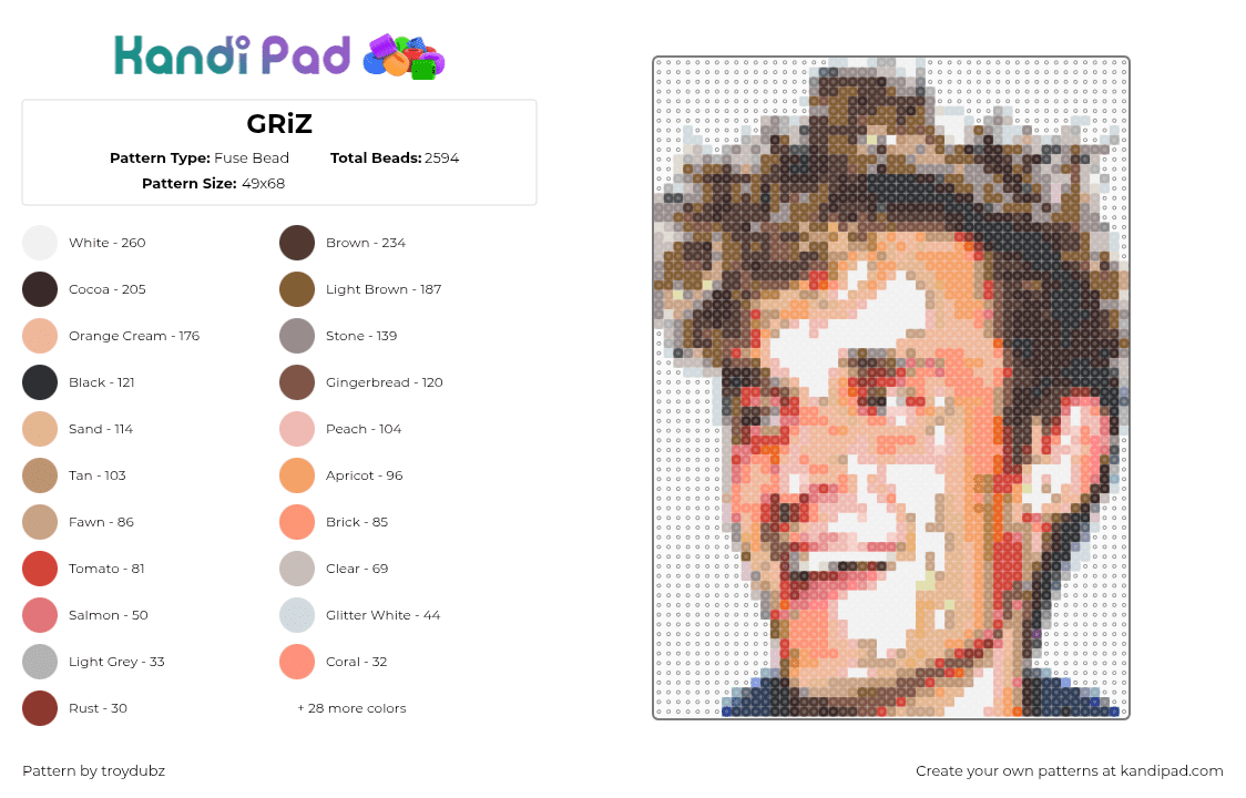 GRiZ - Fuse Bead Pattern by troydubz on Kandi Pad - 