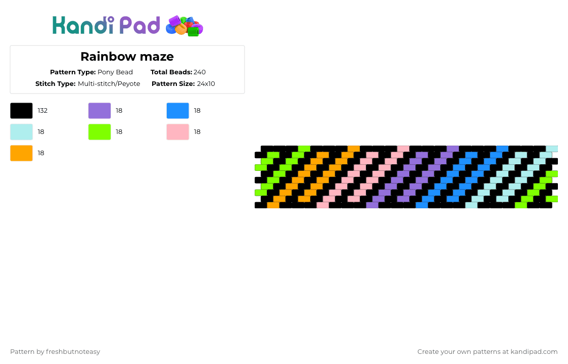 Rainbow maze - Pony Bead Pattern by freshbutnoteasy on Kandi Pad - black,light blue