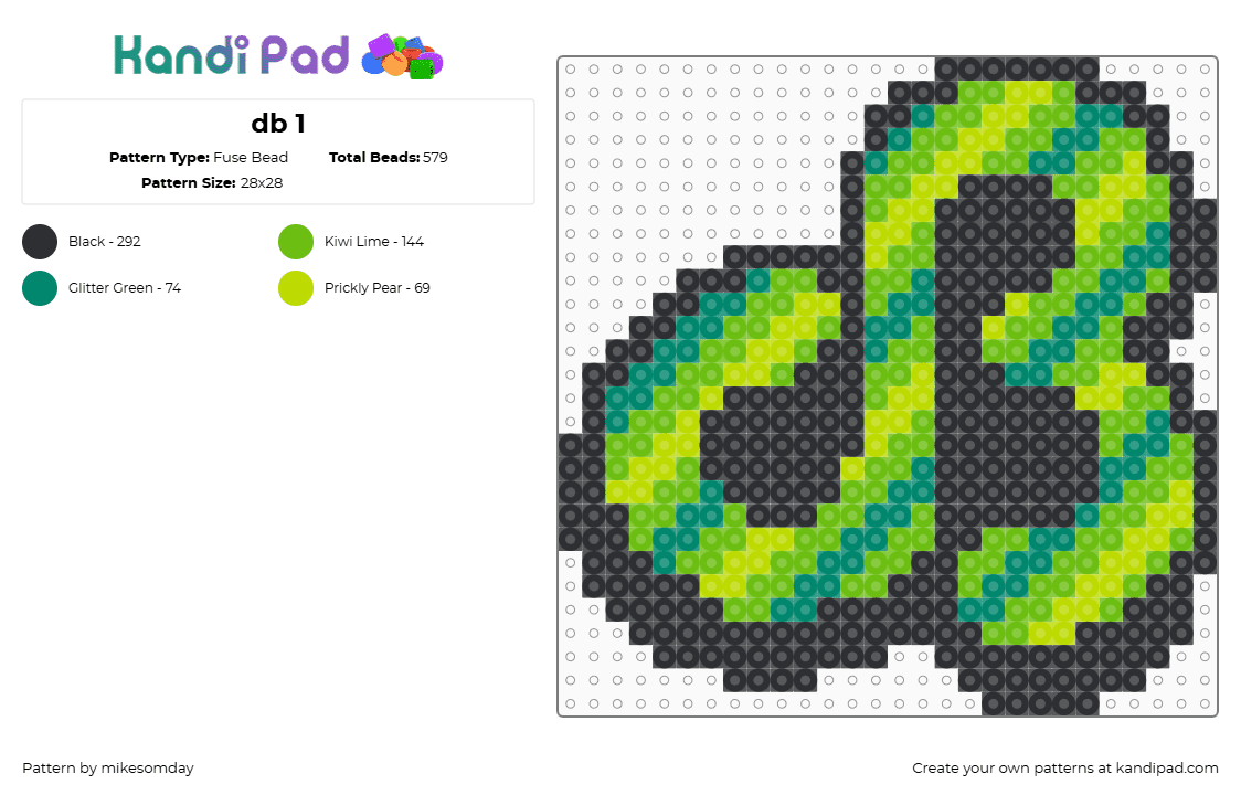 db 1 - Fuse Bead Pattern by mikesomday on Kandi Pad - daily bread,db,dj,logo,music,edm,diagonal,stripes,green,black