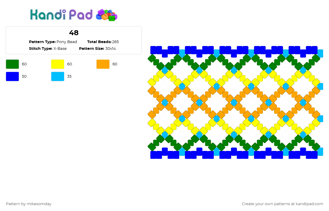 48 Pony Bead Pattern - Kandi Pad | Kandi Patterns, Fuse Bead Patterns ...