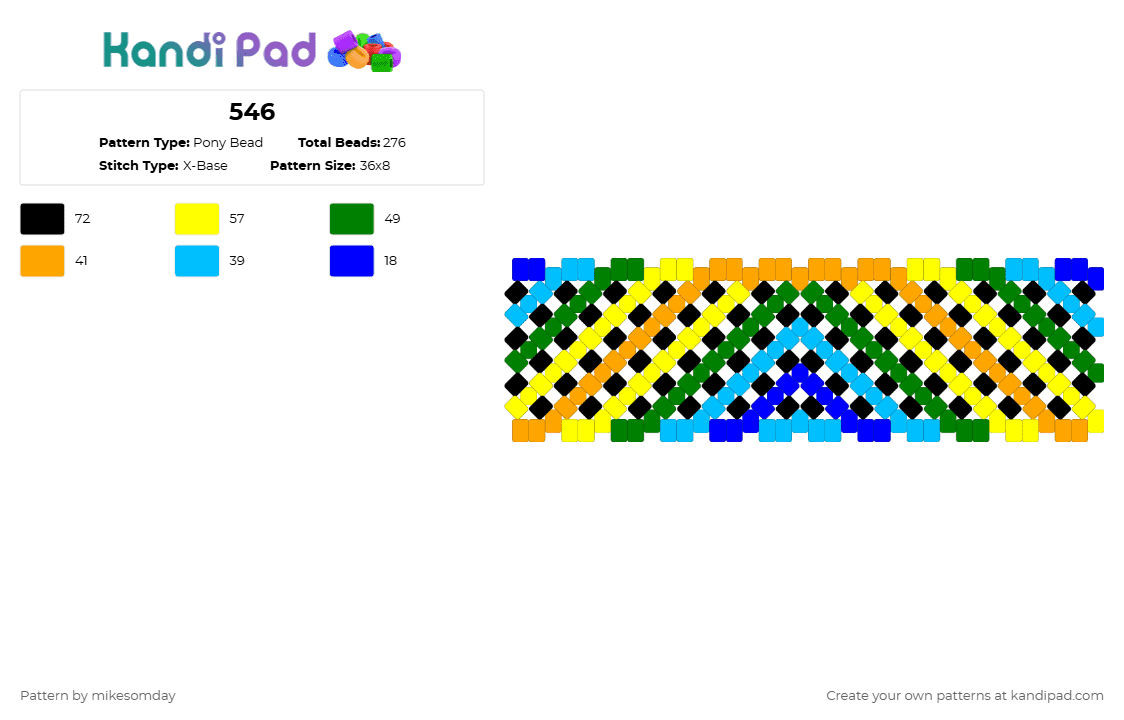 546 Pony Bead Pattern - Kandi Pad | Kandi Patterns, Fuse Bead Patterns ...