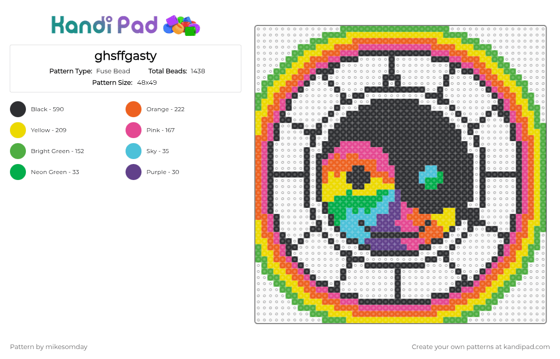 ghsffgasty - Fuse Bead Pattern by mikesomday on Kandi Pad - orange,pink,green,yellow