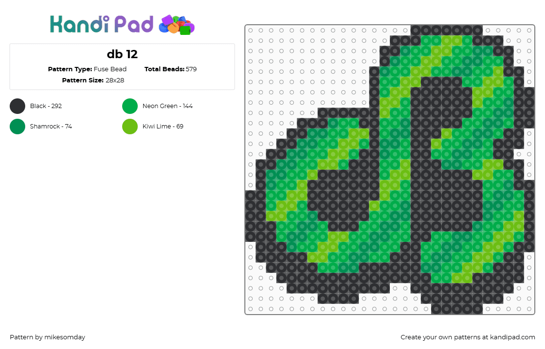 db 12 - Fuse Bead Pattern by mikesomday on Kandi Pad - daily bread,db,dj,logo,music,edm,diagonal,stripes,green,black