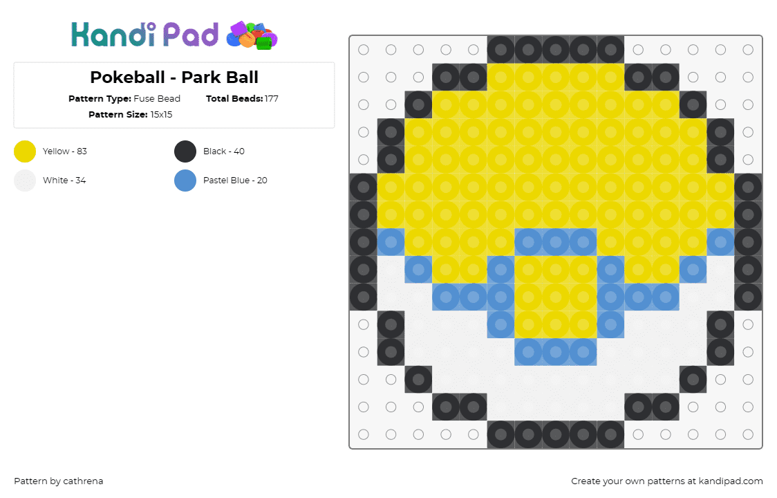 Pokeball - Park Ball - Fuse Bead Pattern by cathrena on Kandi Pad - pokemon,pokeball,park ball