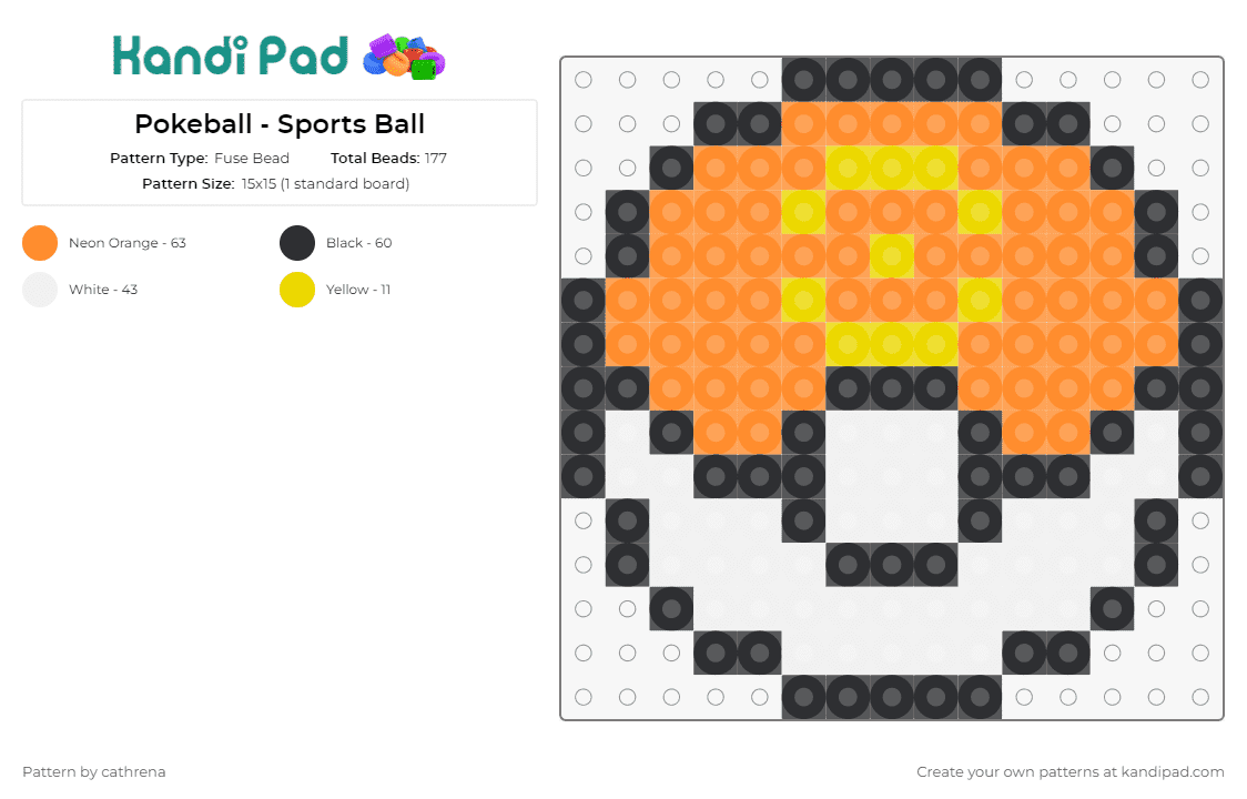 Pokeball - Sports Ball - Fuse Bead Pattern by cathrena on Kandi Pad - pokemon,pokeball,sports ball