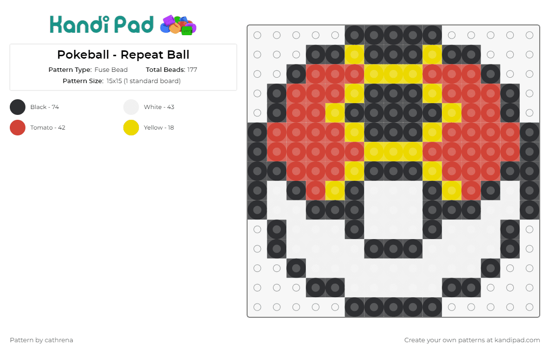 Pokeball - Repeat Ball - Fuse Bead Pattern by cathrena on Kandi Pad - pokemon,pokeball,repeat ball