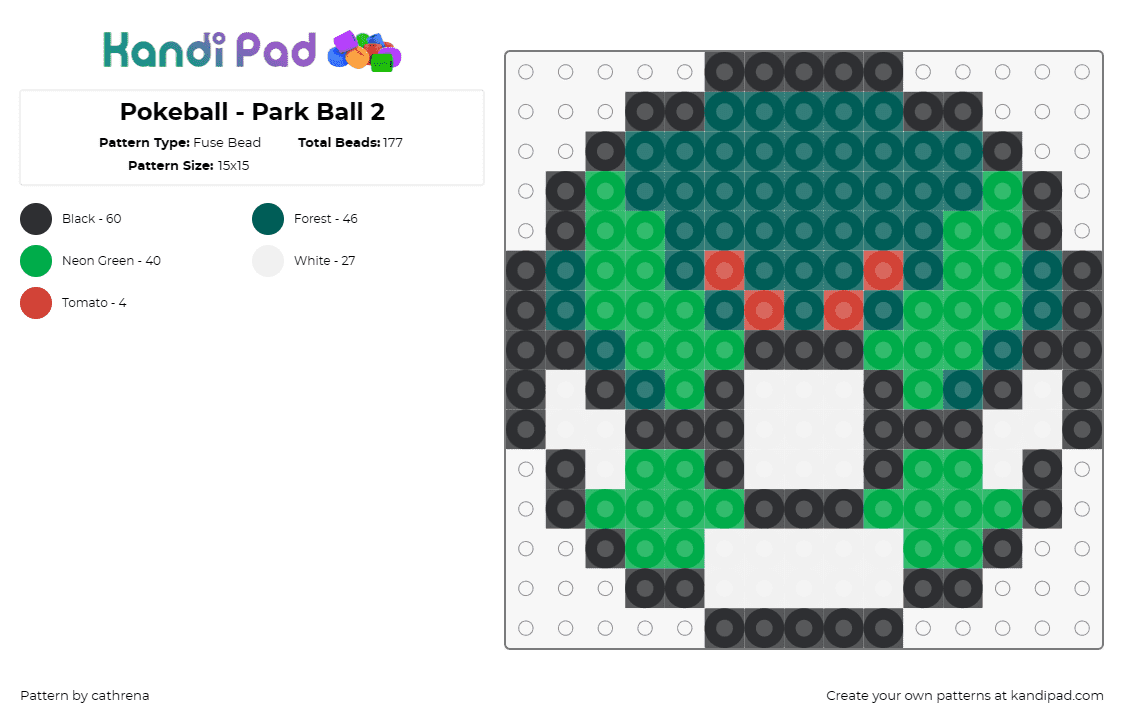 Pokeball - Park Ball 2 - Fuse Bead Pattern by cathrena on Kandi Pad - pokemon,pokeball,park ball