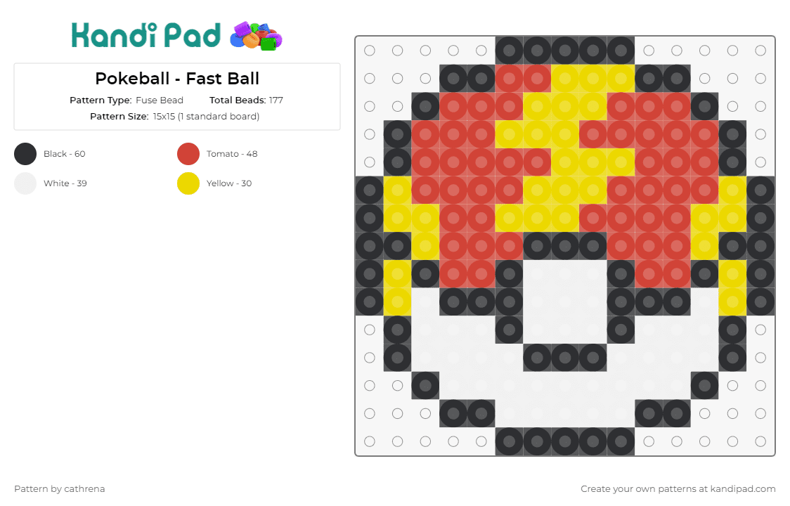 Pokeball - Fast Ball - Fuse Bead Pattern by cathrena on Kandi Pad - pokemon,pokeball,fast ball