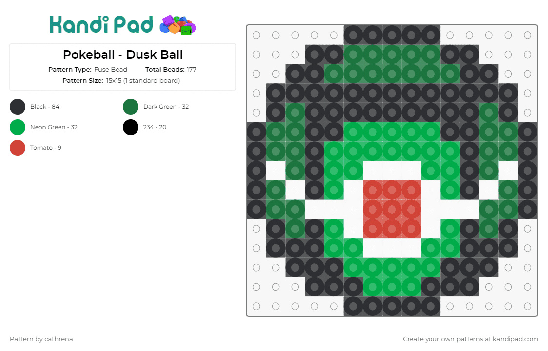 Pokeball - Dusk Ball - Fuse Bead Pattern by cathrena on Kandi Pad - pokemon,pokeball,dusk ball