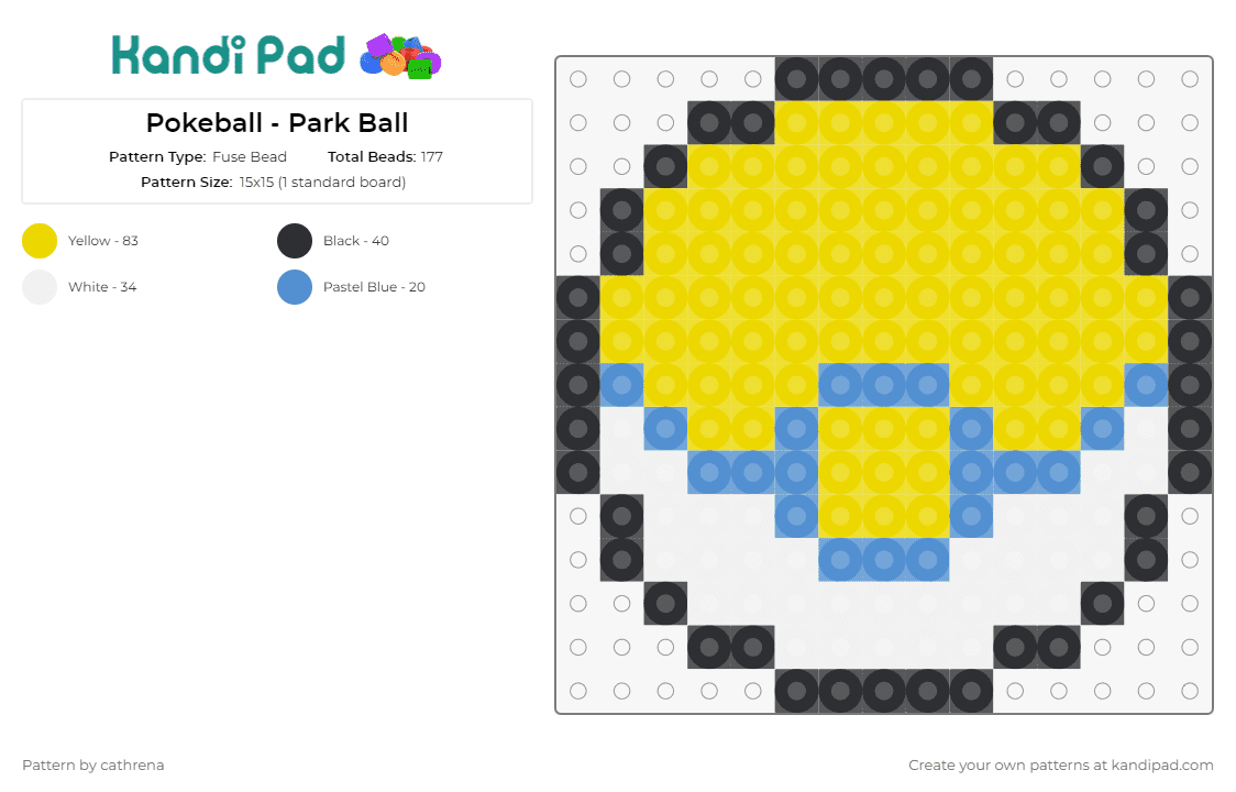 Pokeball - Park Ball - Fuse Bead Pattern by cathrena on Kandi Pad - pokemon,pokeball,park ball