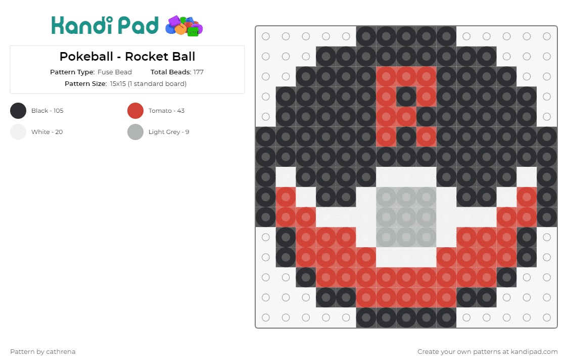 Pokeball - Rocket Ball - Fuse Bead Pattern by cathrena on Kandi Pad - pokemon,pokeball,rocket ball