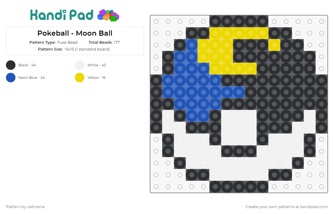 Pokeball - Moon Ball - Fuse Bead Pattern by cathrena on Kandi Pad - pokemon,pokeball,moon ball