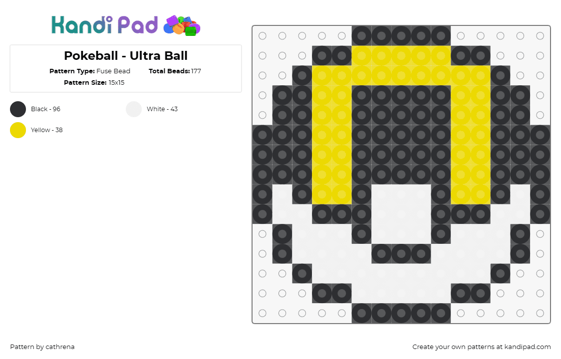 Pokeball - Ultra Ball - Fuse Bead Pattern by cathrena on Kandi Pad - pokemon,pokeball,ultra ball
