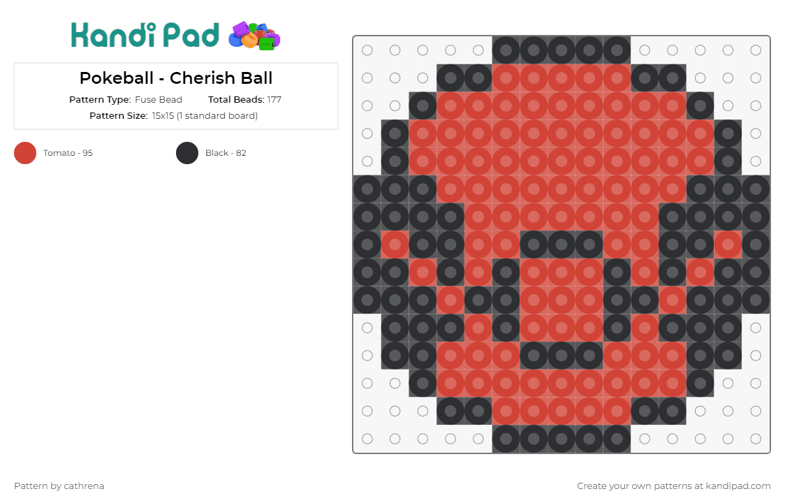 Pokeball - Cherish Ball - Fuse Bead Pattern by cathrena on Kandi Pad - pokemon,pokeball,cherish ball