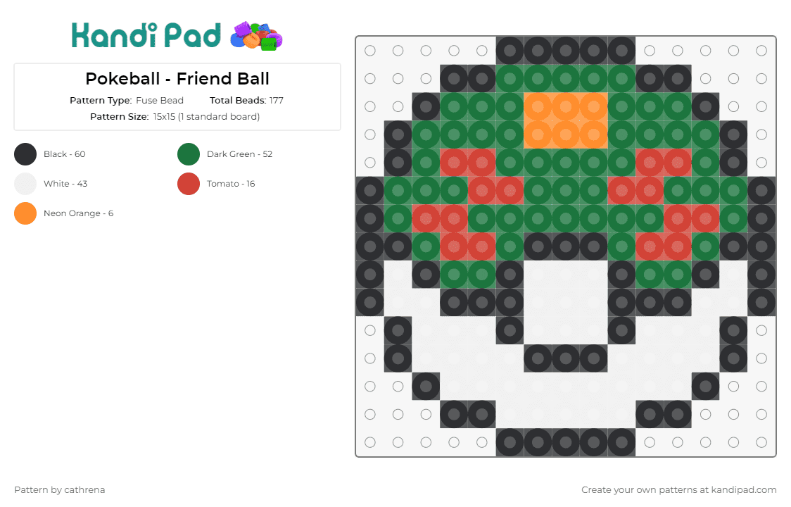Pokeball - Friend Ball - Fuse Bead Pattern by cathrena on Kandi Pad - pokemon,pokeball,friend ball