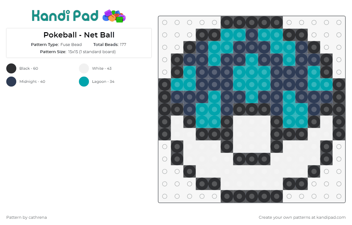 Pokeball - Net Ball - Fuse Bead Pattern by cathrena on Kandi Pad - pokemon,pokeball,net ball