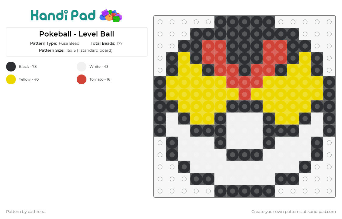 Pokeball - Level Ball - Fuse Bead Pattern by cathrena on Kandi Pad - pokemon,pokeball,level ball