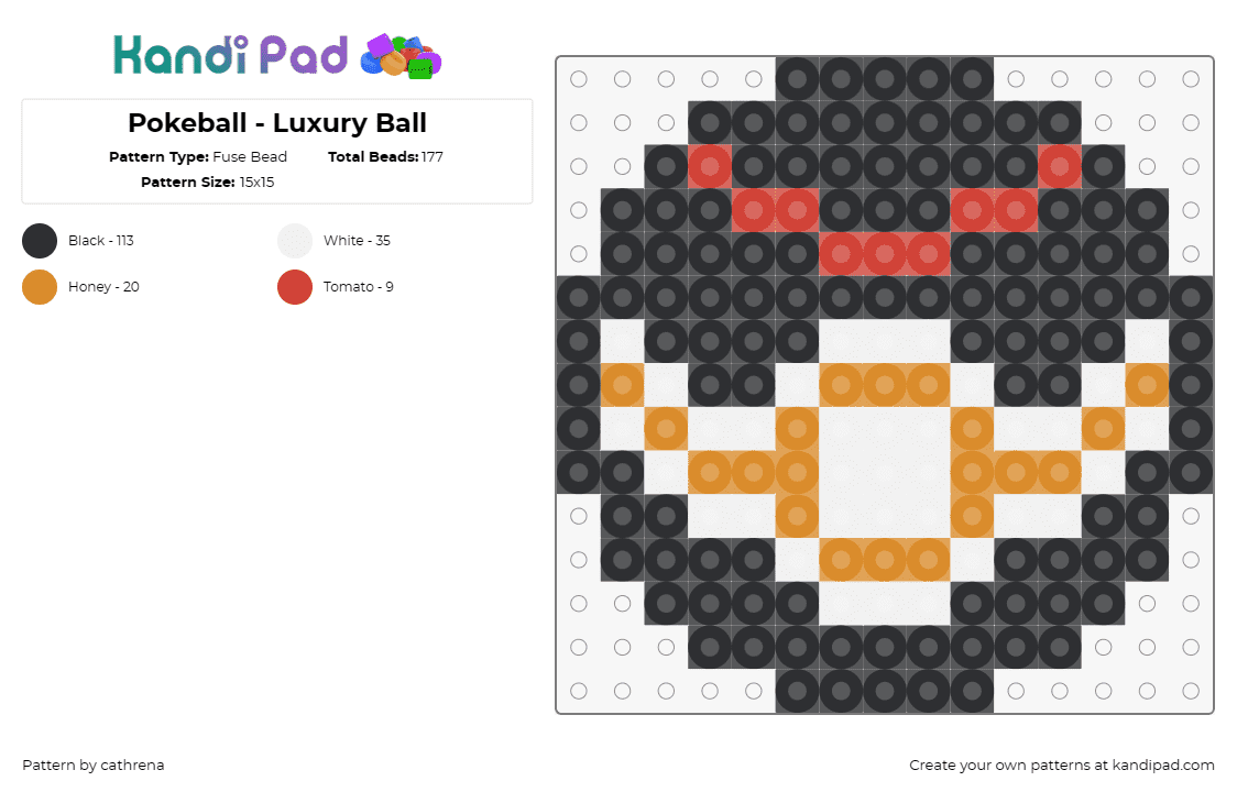 Pokeball - Luxury Ball - Fuse Bead Pattern by cathrena on Kandi Pad - pokemon,pokeball,luxury ball