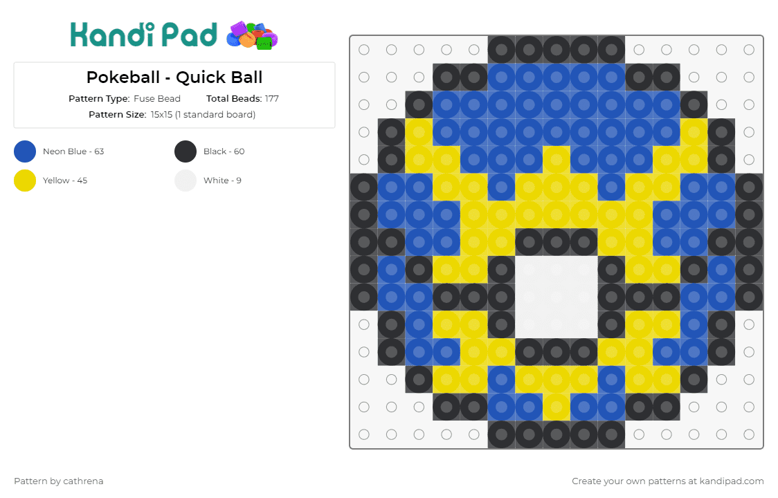 Pokeball - Quick Ball - Fuse Bead Pattern by cathrena on Kandi Pad - pokemon,pokeball,quick ball