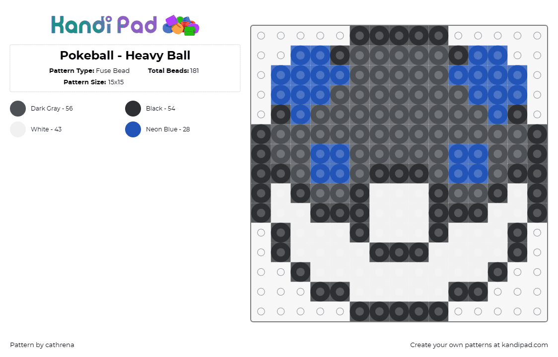 Pokeball - Heavy Ball - Fuse Bead Pattern by cathrena on Kandi Pad - pokemon,pokeball,heavy ball
