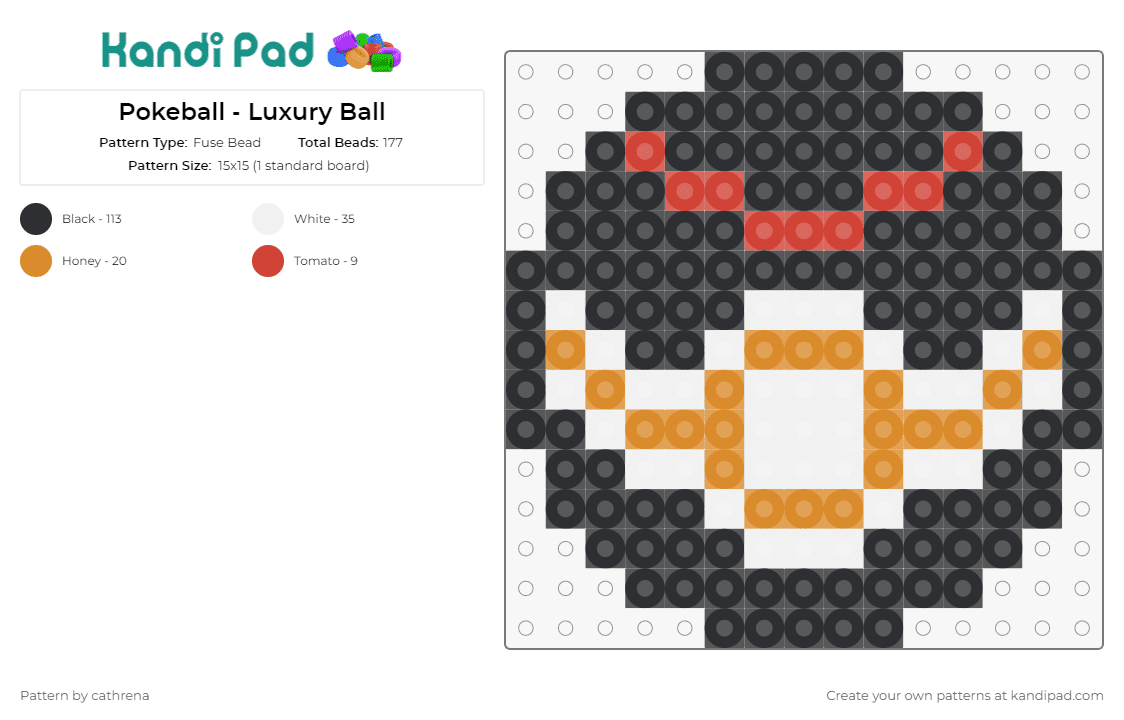 Pokeball - Luxury Ball - Fuse Bead Pattern by cathrena on Kandi Pad - pokemon,pokeball,luxury ball