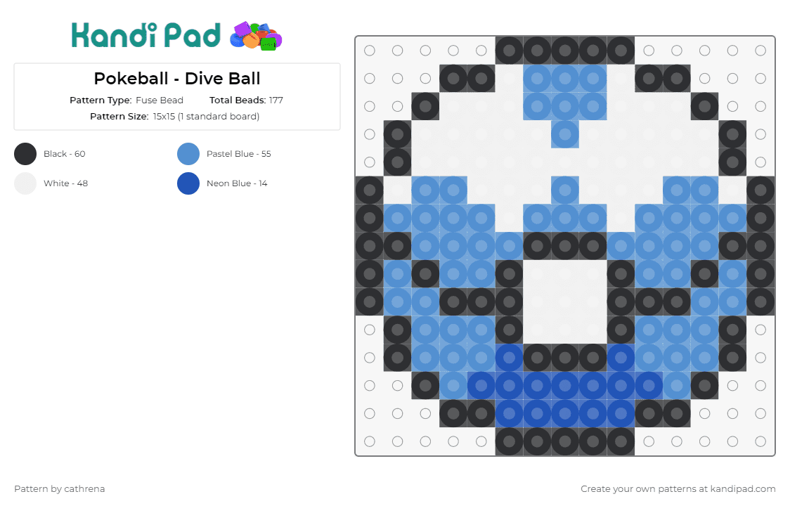 Pokeball - Dive Ball - Fuse Bead Pattern by cathrena on Kandi Pad - pokemon,pokeball,dive ball
