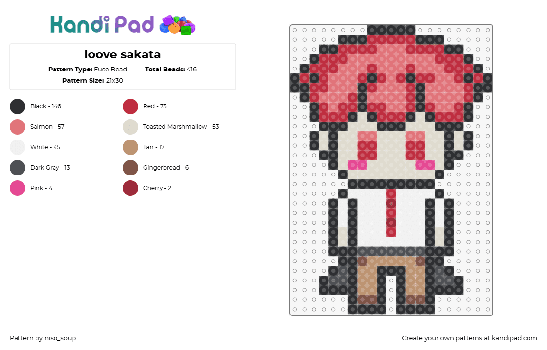 loove sakata - Fuse Bead Pattern by niso_soup on Kandi Pad - sakata,urashimasakatasen,music,chibi,band,red,white,beige