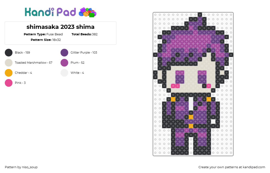 shimasaka 2023 shima - Fuse Bead Pattern by niso_soup on Kandi Pad - shima,urashimasakatasen,music,chibi,purple