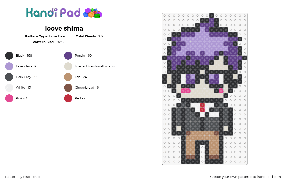 loove shima - Fuse Bead Pattern by niso_soup on Kandi Pad - shima,urashimasakatasen,music,chibi,band,suit,purple,gray,tan