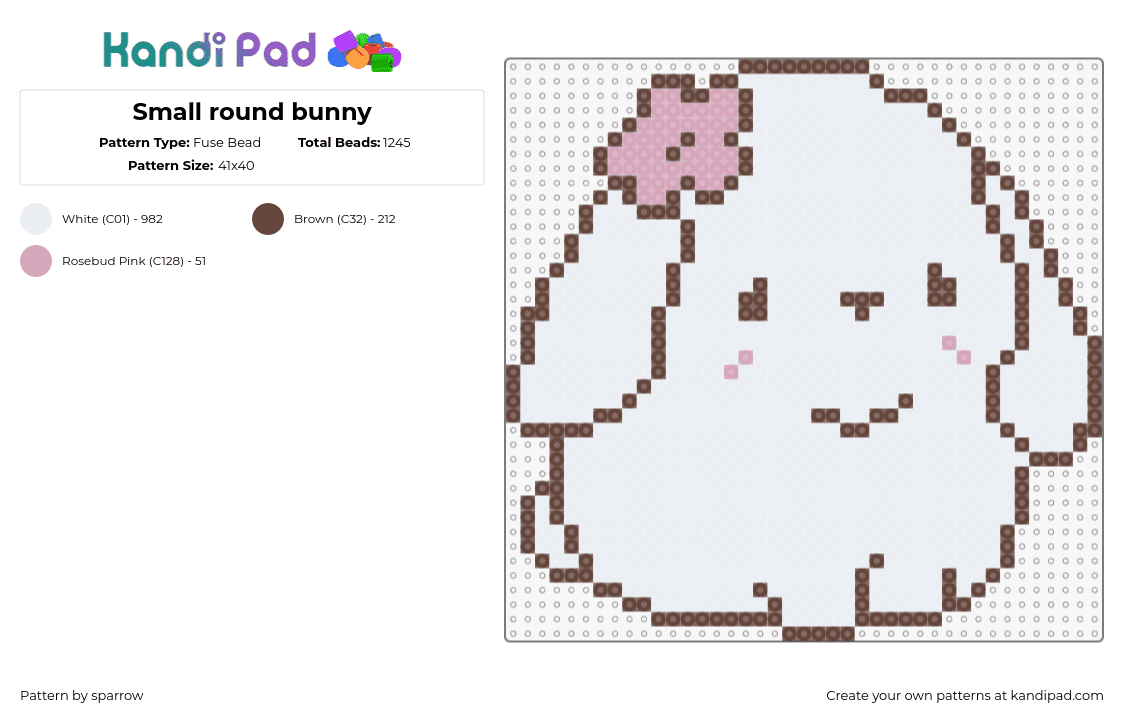 Small Round Bunny Fuse Bead Pattern - Kandi Pad 