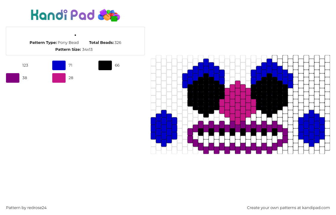 . - Pony Bead Pattern by redrose24 on Kandi Pad - djmm,dj music man,five nights at freddys,face,horror,video game,purple,pink,blue