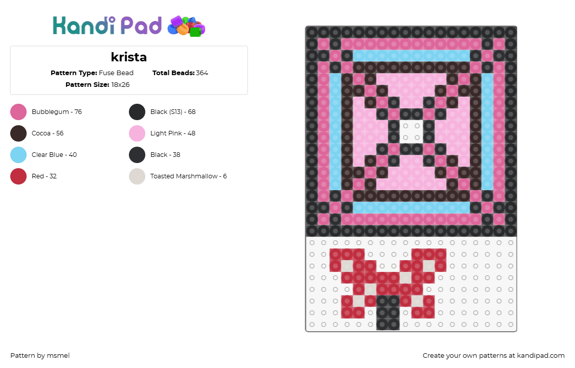 krista - Fuse Bead Pattern by msmel on Kandi Pad - butterfly,box,geometric,square,pink,red