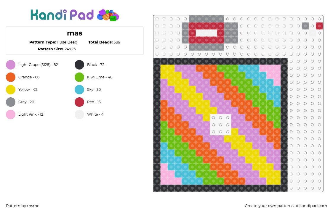 mas - Fuse Bead Pattern by msmel on Kandi Pad - colorful,diagonal,stripes,3d,orange,purple,yellow