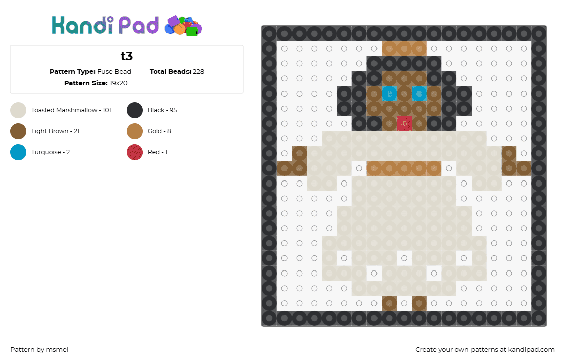 t3 - Fuse Bead Pattern by msmel on Kandi Pad - tiana,princess,disney,character,beige,brown