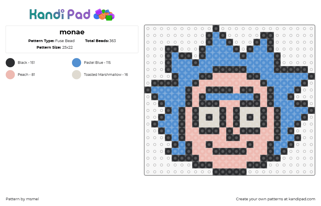 monae - Fuse Bead Pattern by msmel on Kandi Pad - rick sanchez,rick and morty,character,head,cartoon,tv show,blue,pink