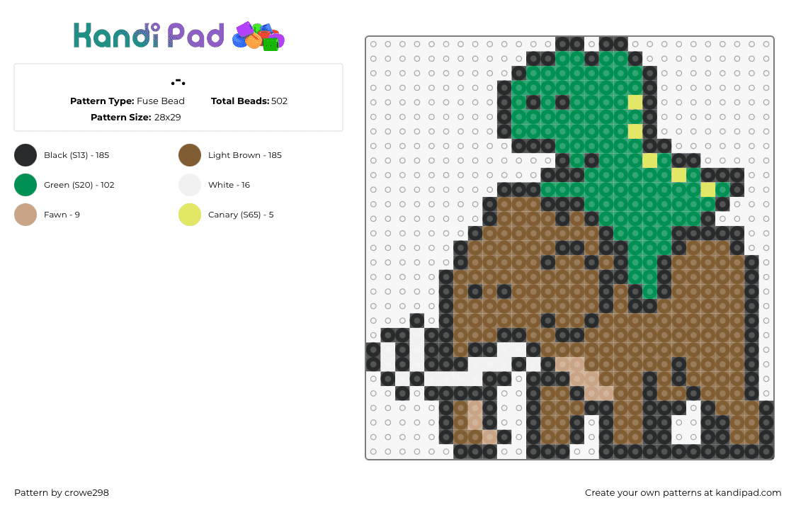 .-. - Fuse Bead Pattern by crowe298 on Kandi Pad - wooli,excision,dinosaur,mammoth,cute,dj,edm,dubstep,mashup,green,brown