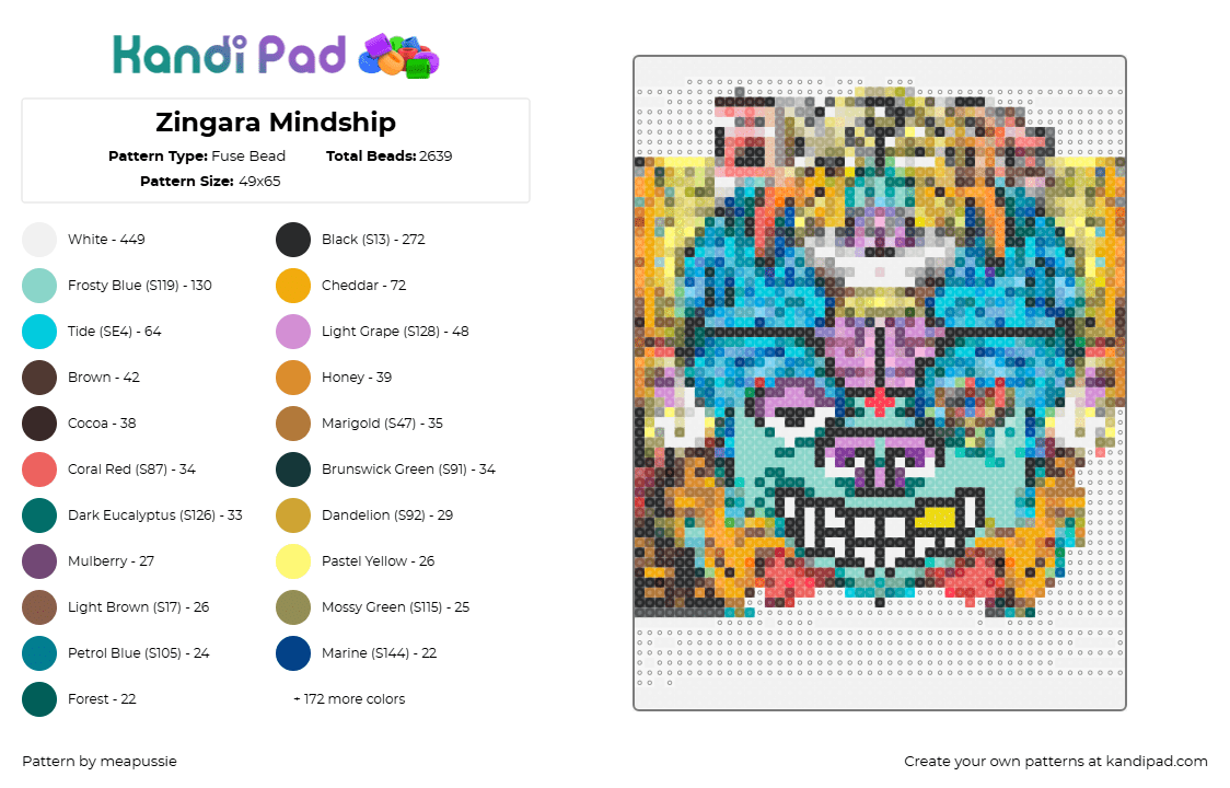 Zingara Mindship - Fuse Bead Pattern by meapussie on Kandi Pad - mindship,zingara,dj,edm,music,light blue