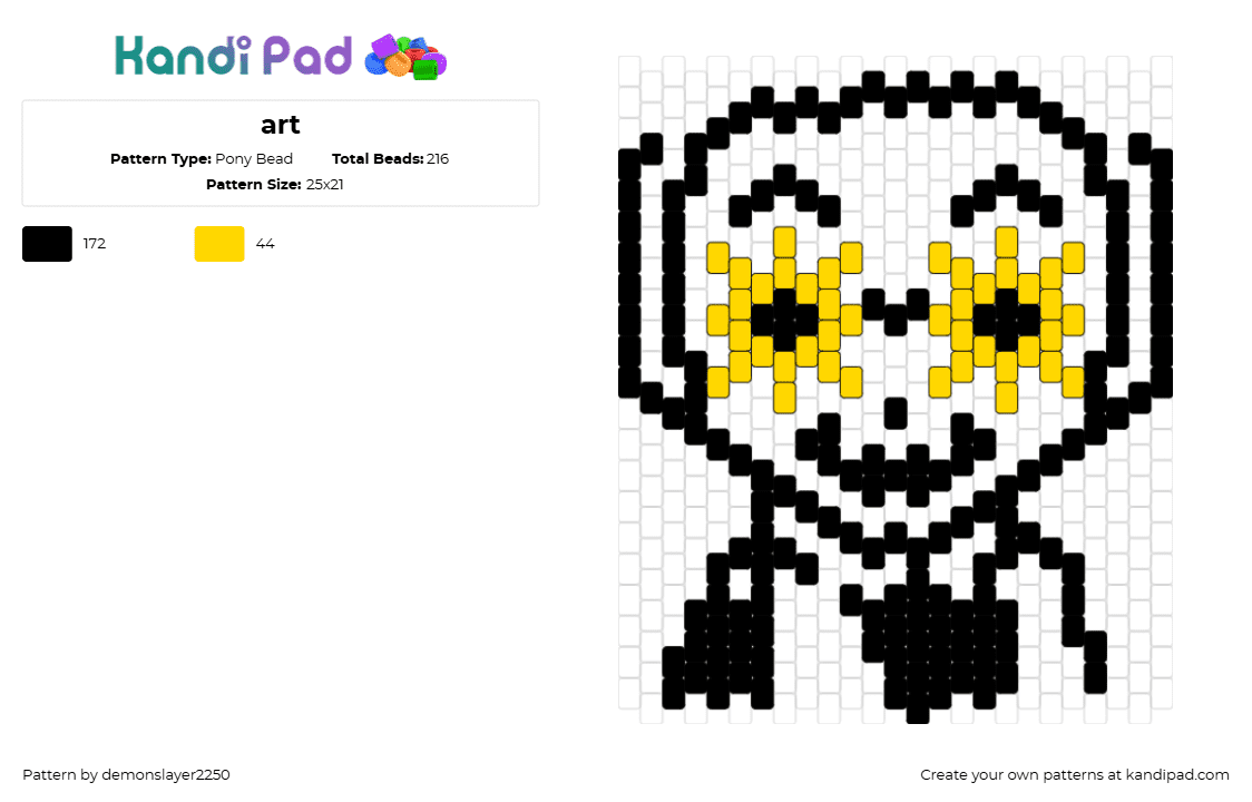 art - Pony Bead Pattern by demonslayer2250 on Kandi Pad - art,terrifier,clown,horror,slasher,movie,black,yellow