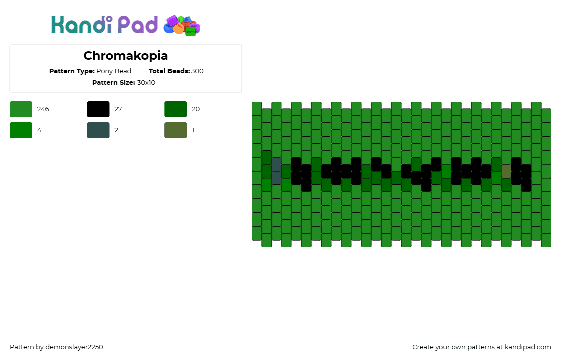 Chromakopia - Pony Bead Pattern by demonslayer2250 on Kandi Pad - chromakopia,tyler the creator,album,rap,music,cuff,green