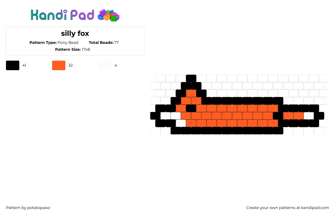 silly fox - Pony Bead Pattern by potatopawz on Kandi Pad - fox,animal,cute,simple,orange