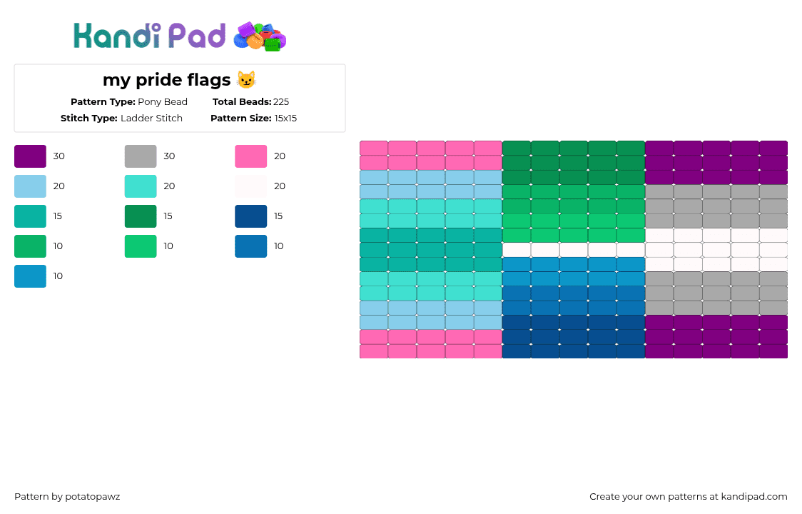 my pride flags 😼 - Pony Bead Pattern by potatopawz on Kandi Pad - pink,light blue