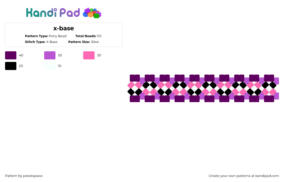 x-base - Pony Bead Pattern by potatopawz on Kandi Pad - pink