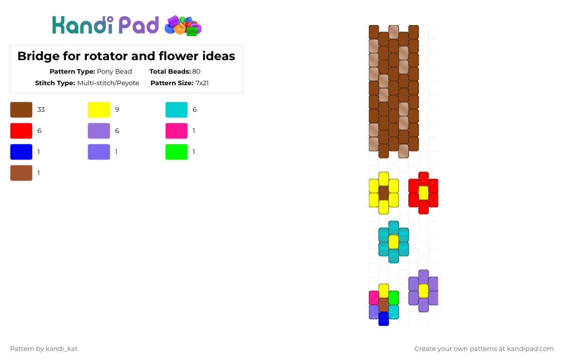 Bridge for rotator and flower ideas - Pony Bead Pattern by kandi_kat on Kandi Pad - red