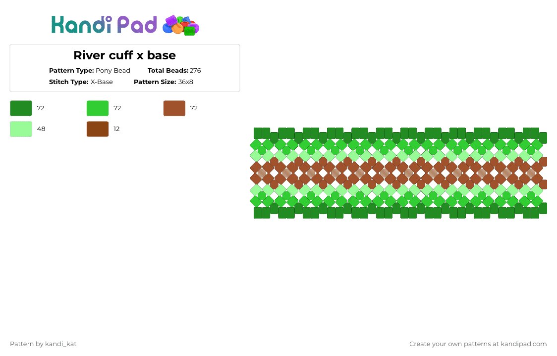 River cuff x base - Pony Bead Pattern by kandi_kat on Kandi Pad - green