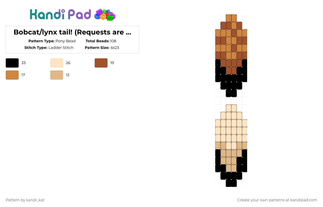Bobcat/lynx tail! (Requests are made!) - Pony Bead Pattern by kandi_kat on Kandi Pad - beige